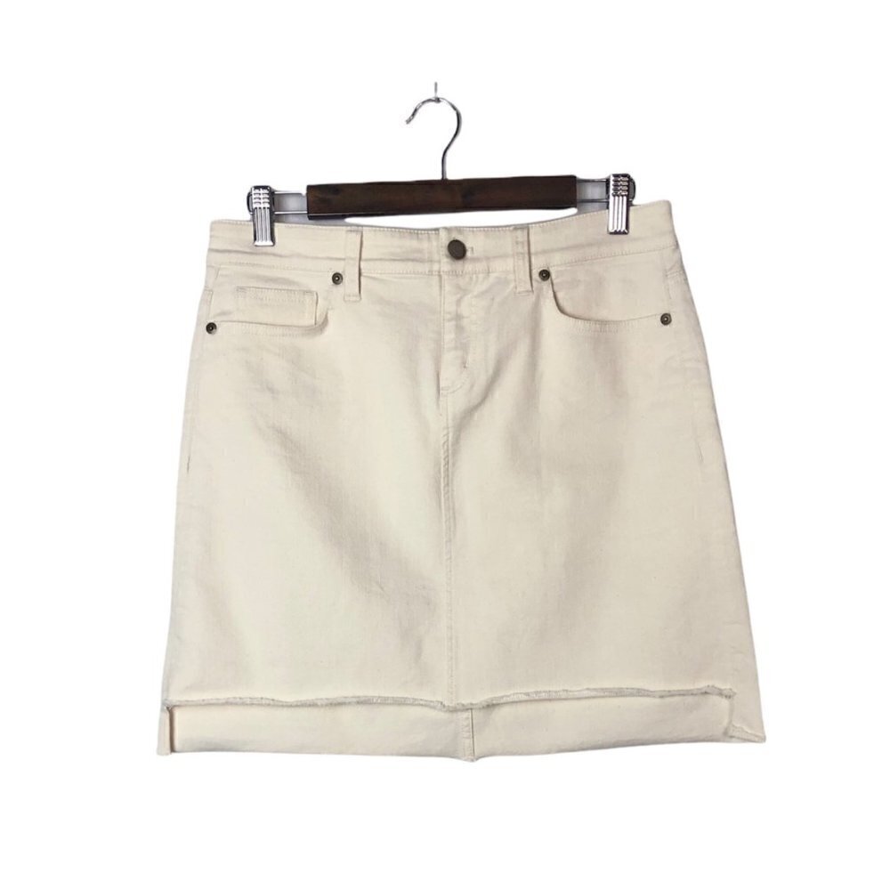 Vineyard Vines Marshmallow Ivory High Low Hem Denim Skirt‎ 8
